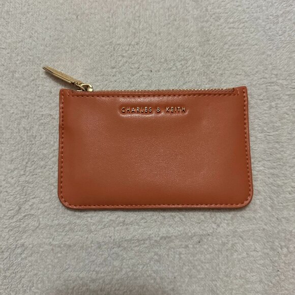 Charles & Keith Side Zip Multi-slot Card Holder, Peach - Picture 1 of 3